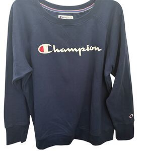 Champion Women's Crew Sweatshirt XL Navy Blue Long‎ Sleeve Casual
